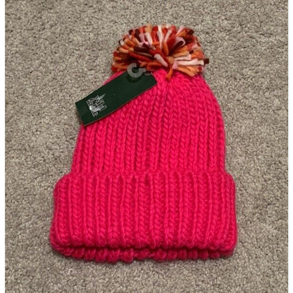 Wild Fable Womens Pink Knit Beanie Winter Hat with Pom OS